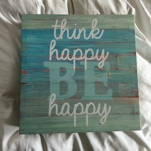 14”x14” think happy be happy” wall decor